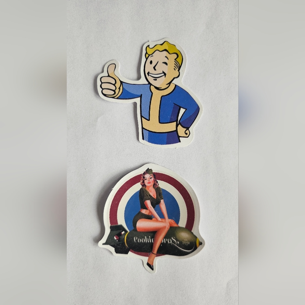 Fallout game themed stickers, skateboard sticker, laptop sticker, 2pc